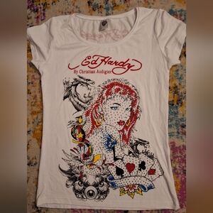 RARE Ed Hardy  Tattoo-Inspired Top By CHRISTIAN AUDIGIER